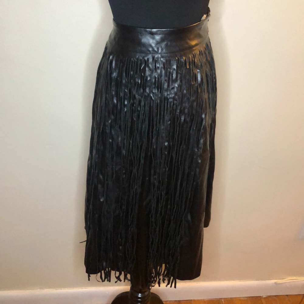 Black faux fringe skirt